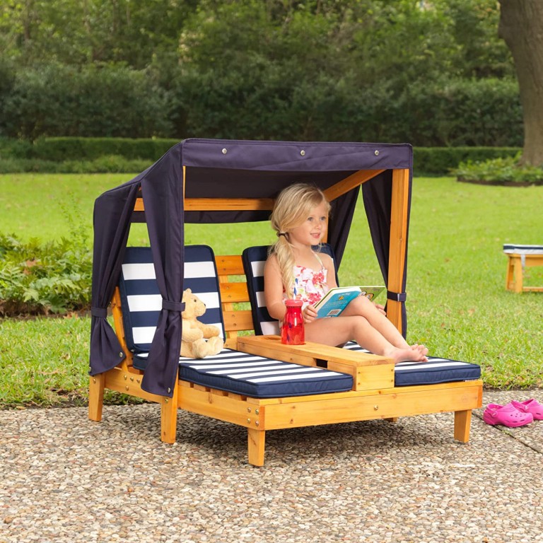 KidKraft 524 Wooden Double Chaise Lounge with Cupholder